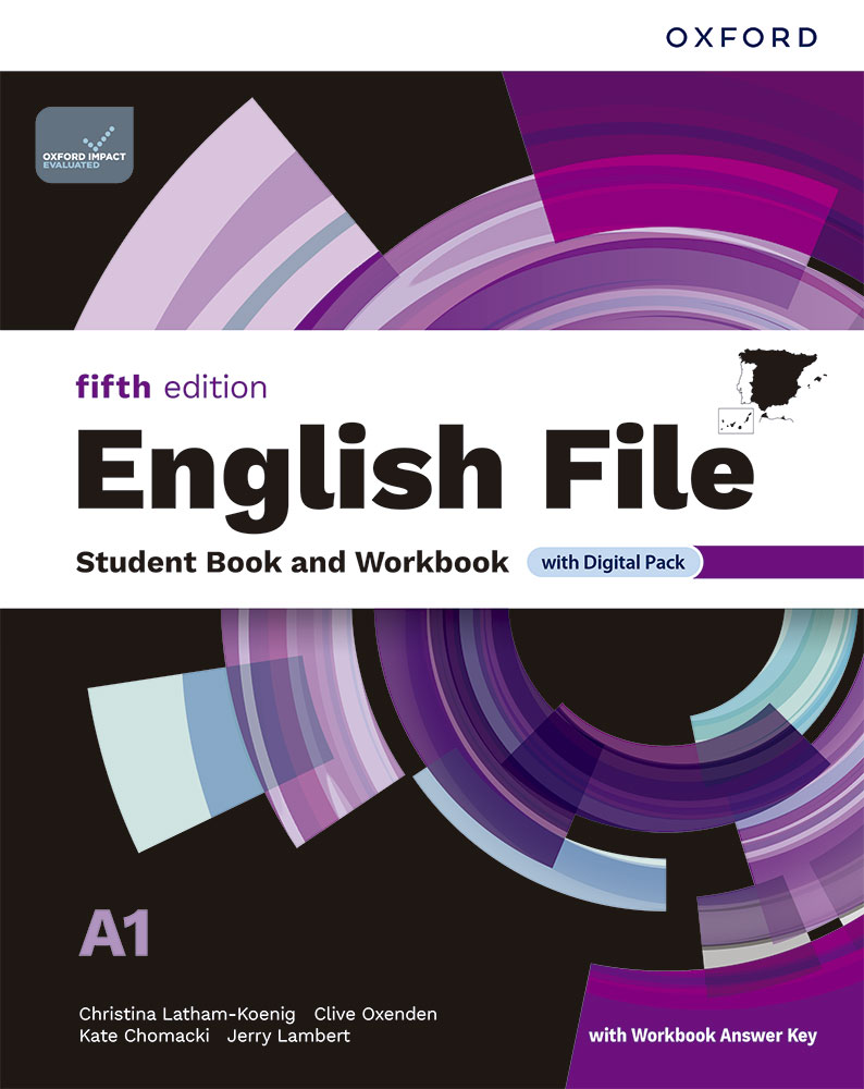 Portada del libro English File 5th Edition nivel A1 with Workboon Answer Key para la enseñanza de inglés